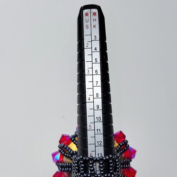 Fuchsia Sparkling Crystal Ring Bicone Beads Cluster Ring Glitter Stretch Ring - Picture 8 of 9